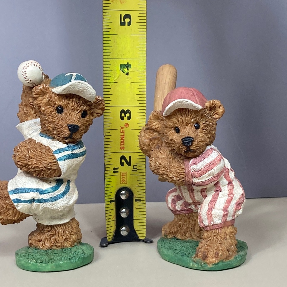 🐻📦$4.99 ship: Home Interiors KK Brown Bear Baseball Pitcher Figurines Lot of 2 - Picture 10 of 12